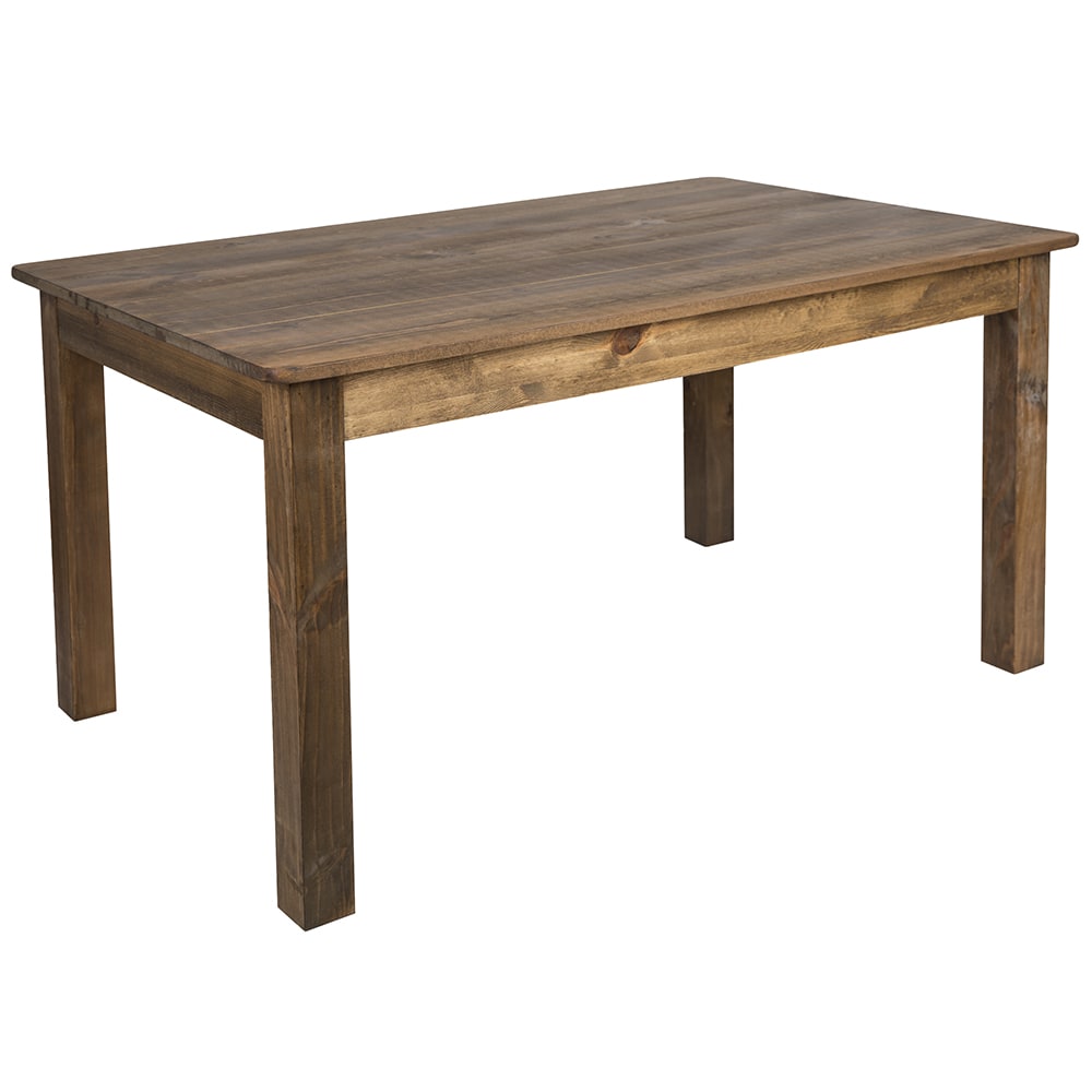 Flash Furniture XA-F-60X38-GG Rectangular Farm Dining Table - 60" x 38", Rustic Stained Solid Pine