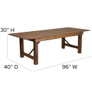 Flash Furniture XA-F-96X40-GG Rectangular Folding Farm Table w/ Antique Rustic Plank Top - 96"W x 40"D x 30"H thumbnail 2