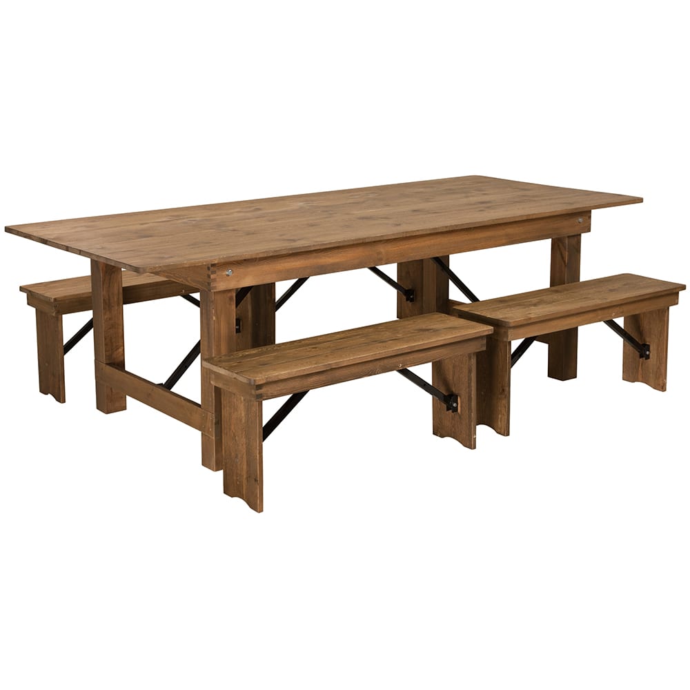 Flash Furniture XA-FARM-2-GG Rectangular Folding Farm Table & 96"W x 40"D x 30"H, Plank Top, Solid Pine Base