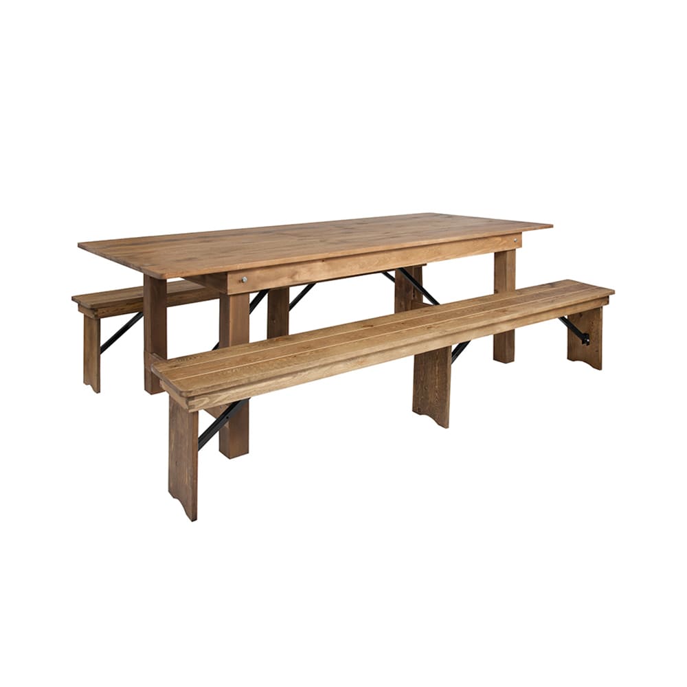 Flash Furniture XA-FARM-4-GG Rectangular Folding Farm Table & 96"W x 40"D x 30"H, Plank Top, Solid Pine Base