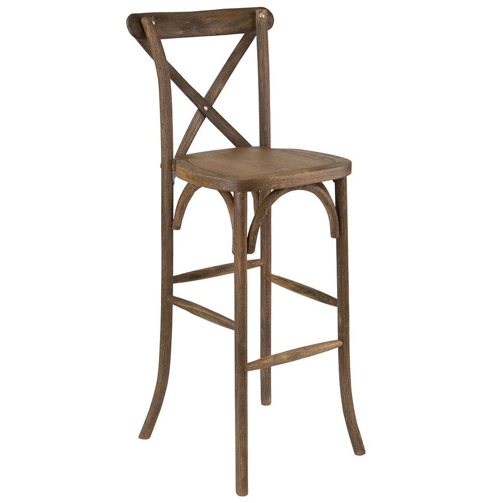 Flash Furniture XA-X-BAR-GO-GG Stacking Bar Stool w/ Cross Back & Wood Seat, Dark Antique