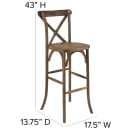 Flash Furniture XA-X-BAR-GO-GG Stacking Bar Stool w/ Cross Back & Wood Seat, Dark Antique thumbnail 2