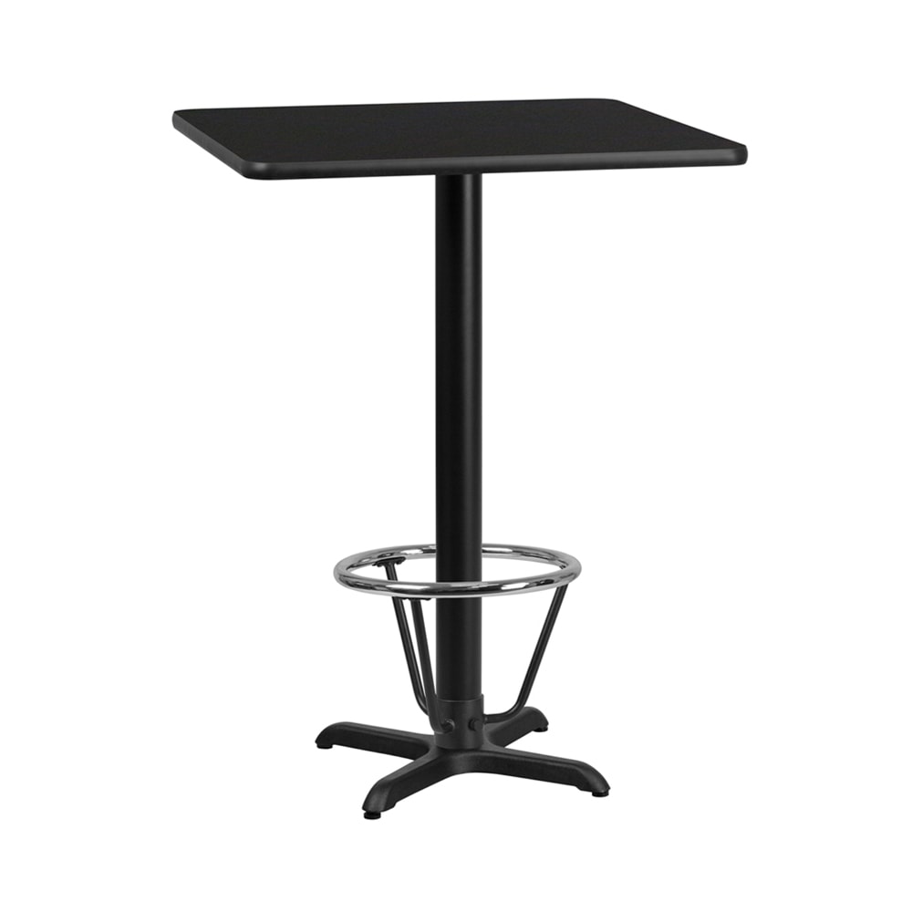 Flash Furniture XU-BLKTB-2424-T2222B-3CFR-GG 24" Square Bar Height Table - Black Laminate Top, Cast Iron Base