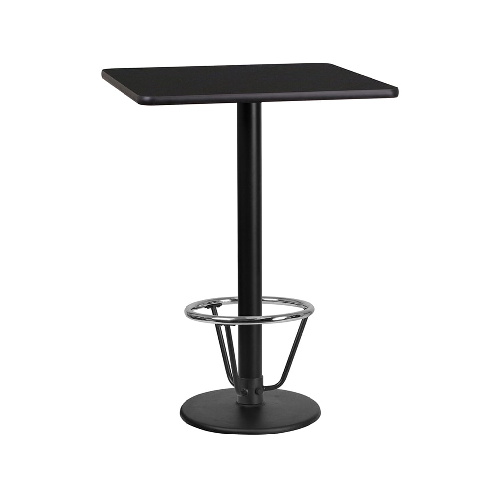 Flash Furniture XU-BLKTB-2424-TR18B-3CFR-GG 24" Square Bar Height Table - Black Laminate Top, Cast Iron Base