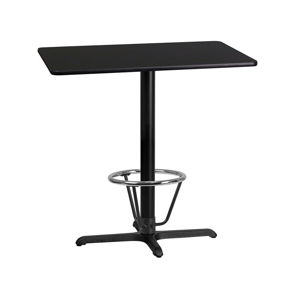 Flash Furniture XU-BLKTB-2442-T2230B-3CFR-GG Rectangular Bar Height Table w/ Black Laminate Top, 42"w x 24"D x 43 1/8"H, Cast Iron Base