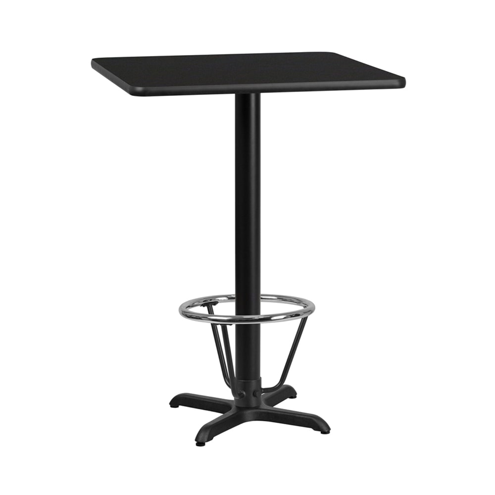 Flash Furniture XU-BLKTB-3030-T2222B-3CFR-GG 30" Square Bar Height Table - Black Laminate Top, Cast Iron Base