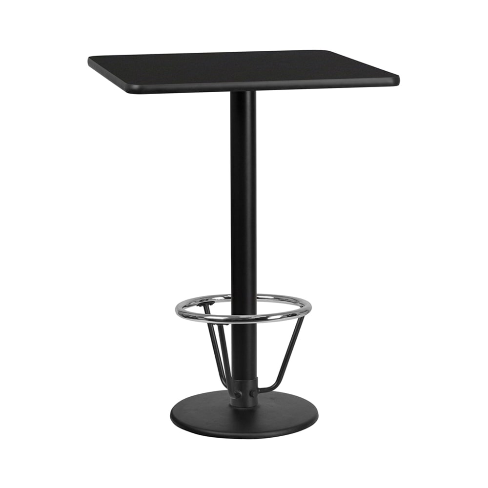 Flash Furniture XU-BLKTB-3030-TR18B-3CFR-GG 30" Square Bar Height Table - Black Laminate Top, Cast Iron Base