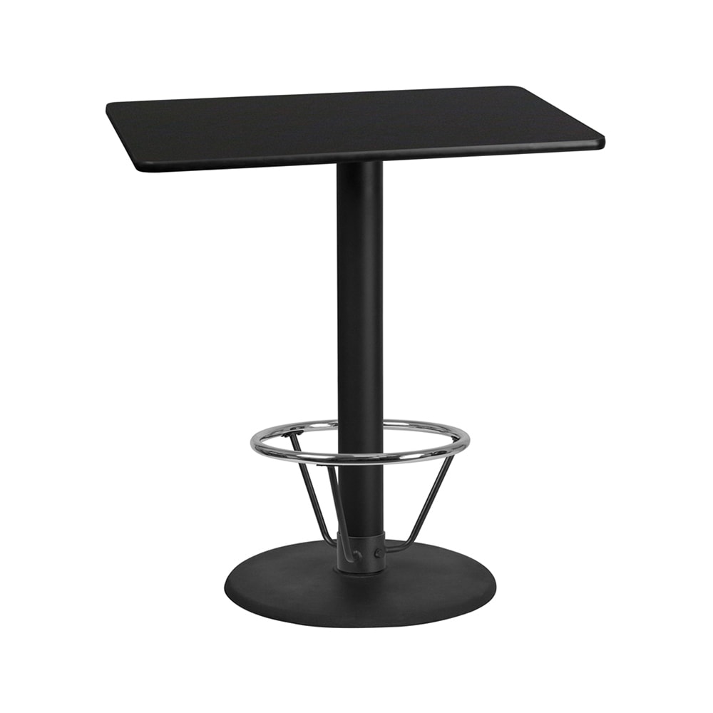 Flash Furniture XU-BLKTB-3042-TR24B-4CFR-GG Rectangular Bar Height Table w/ Black Laminate Top - 42"W x 30"D x 43 1/8"H, Cast Iron Base