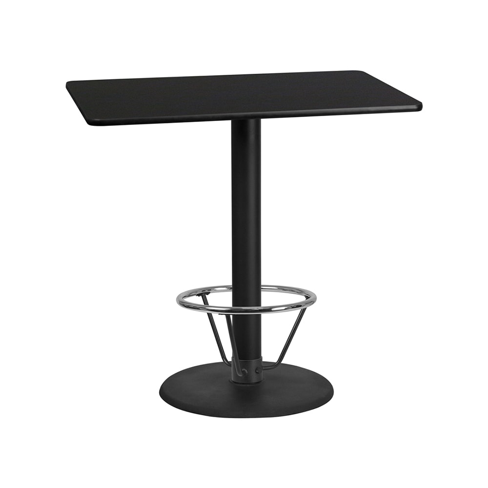 Flash Furniture XU-BLKTB-3048-TR24B-4CFR-GG Rectangular Bar Height Table w/ Black Laminate Top - 48"W x 30"D x 43 1/8"H, Cast Iron Base