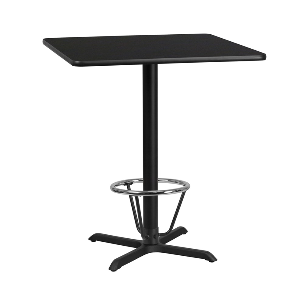 Flash Furniture XU-BLKTB-3636-T3030B-3CFR-GG 36" Square Bar Height Table - Black Laminate Top, Cast Iron Base
