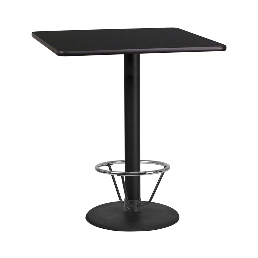 Flash Furniture XU-BLKTB-3636-TR24B-4CFR-GG 36" Square Bar Height Table - Black Laminate Top, Cast Iron Base