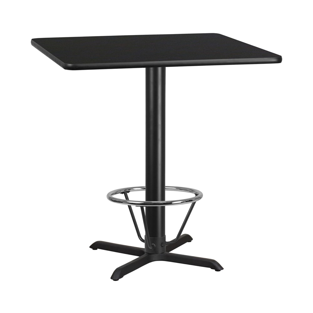 Flash Furniture XU-BLKTB-4242-T3333B-4CFR-GG 42" Square Bar Height Table - Black Laminate Top, Cast Iron Base