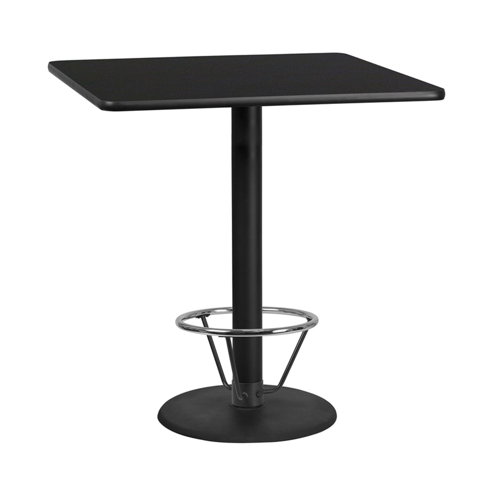 Flash Furniture XU-BLKTB-4242-TR24B-4CFR-GG 42" Square Bar Height Table - Black Laminate Top, Cast Iron Base