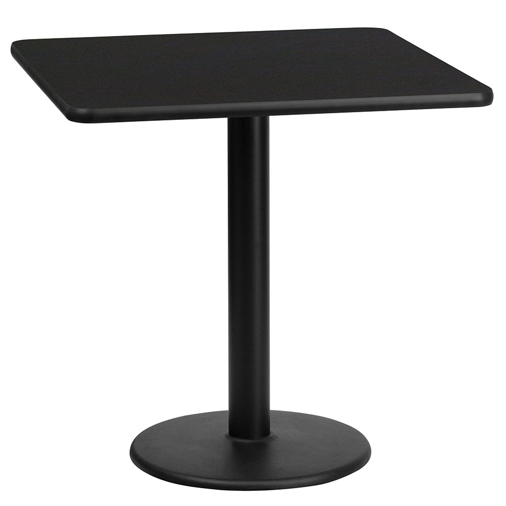Flash Furniture XU-BLKTB-2424-TR18-GG 24" Square Dining Height Table w/ Black Laminate Top - Cast Iron Base