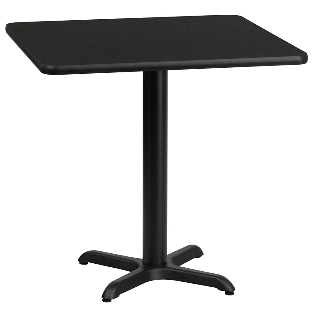Flash Furniture XU-BLKTB-3030-T2222-GG 30" Square Dining Height Table w/ Black Laminate Top - Cast Iron Base