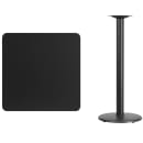 Flash Furniture XU-BLKTB-3030-TR18B-GG 30" Square Bar Height Table - Black Laminate Top, Cast Iron Base thumbnail 2