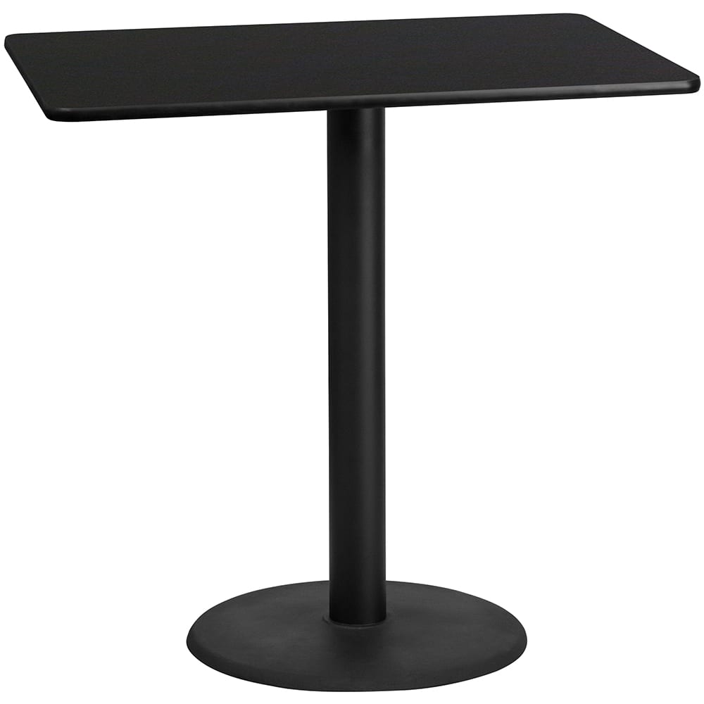 Flash Furniture XU-BLKTB-3048-TR24B-GG Rectangular Bar Height Table w/ Black Laminate Top - 48"W x 30"D x 43 1/8"H, Cast Iron Base