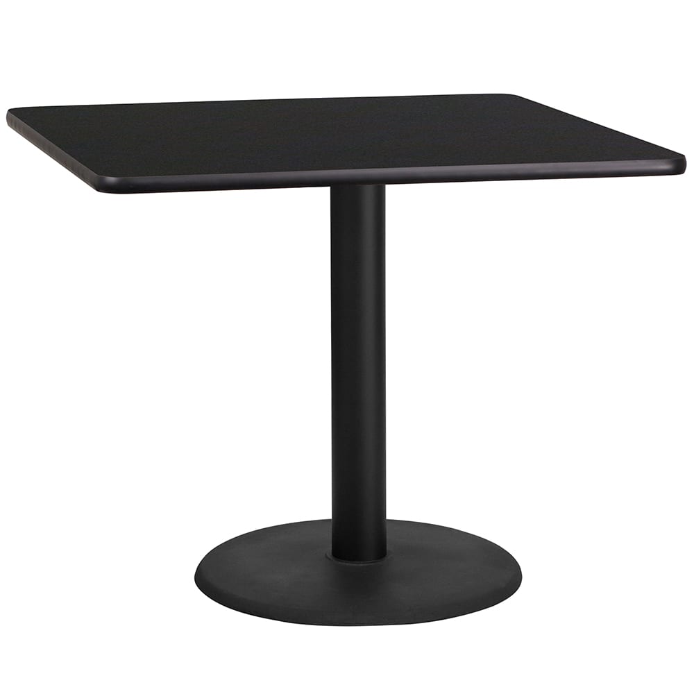Flash Furniture XU-BLKTB-3636-TR24-GG 36" Square Dining Height Table w/ Black Laminate Top - Cast Iron Base
