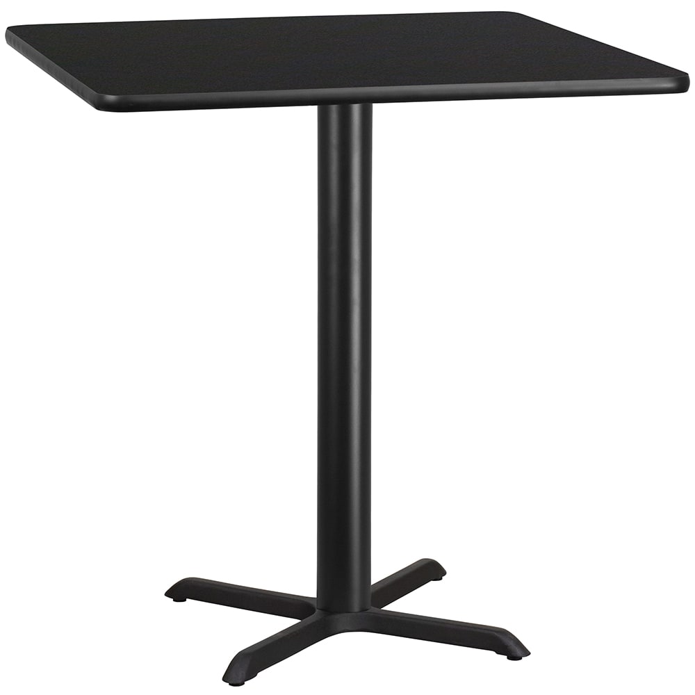 Flash Furniture XU-BLKTB-4242-T3333B-GG 42" Square Bar Height Table - Black Laminate Top, Cast Iron Base