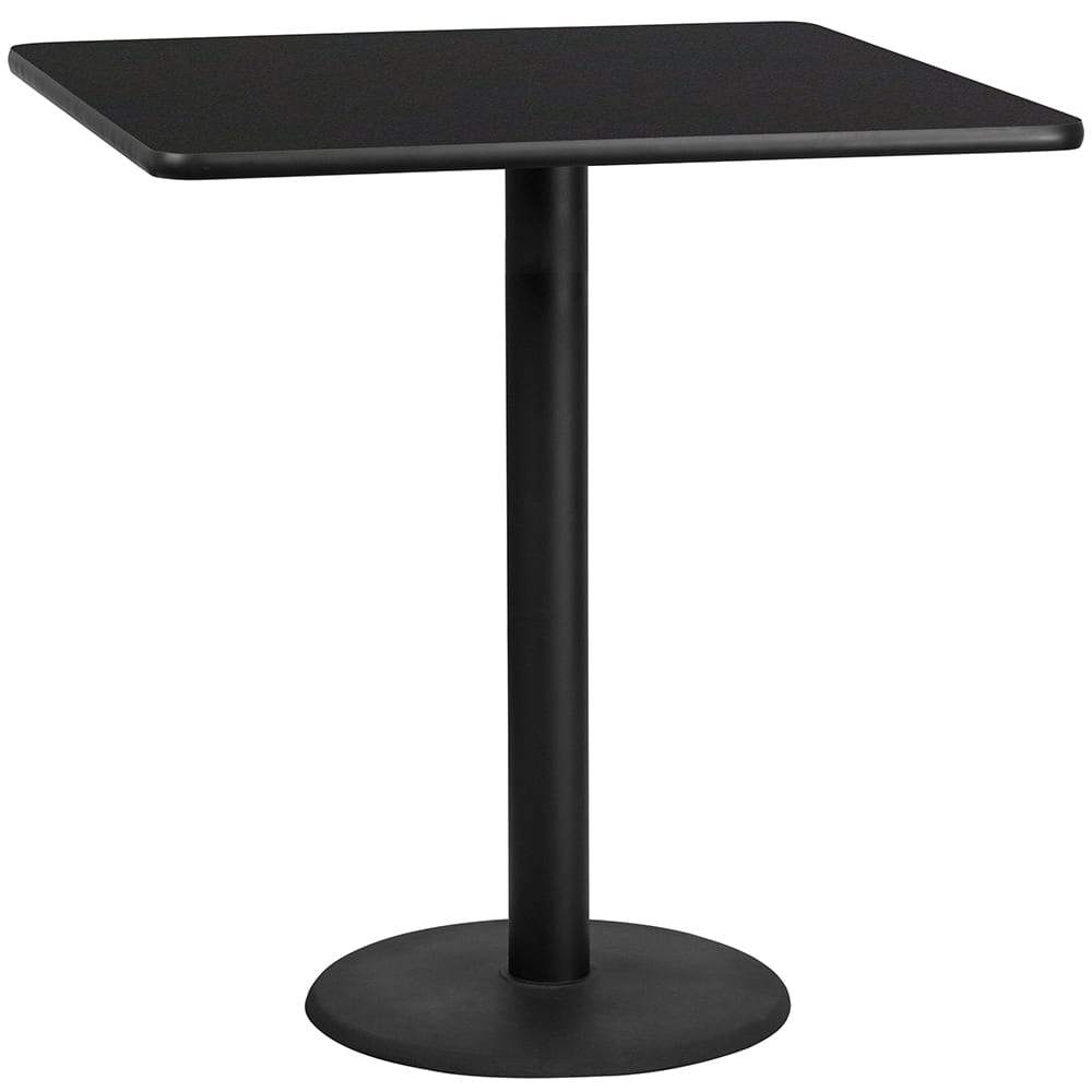 Flash Furniture XU-BLKTB-4242-TR24B-GG 42" Square Bar Height Table - Black Laminate Top, Cast Iron Base