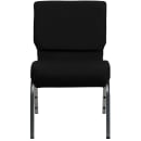 Flash Furniture XU-CH0221-BK-SV-GG Extra Wide Stacking Church Chair w/ Black Polyester Back & Seat - Steel Frame, Silver Vein thumbnail 5
