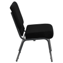 Flash Furniture XU-CH0221-BK-SV-GG Extra Wide Stacking Church Chair w/ Black Polyester Back & Seat - Steel Frame, Silver Vein thumbnail 6