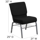 Flash Furniture XU-CH0221-BK-SV-BAS-GG Extra Wide Stacking Church Chair w/ Black Polyester Back & Seat - Steel Frame, Silver Vein thumbnail 2
