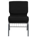 Flash Furniture XU-CH0221-BK-SV-BAS-GG Extra Wide Stacking Church Chair w/ Black Polyester Back & Seat - Steel Frame, Silver Vein thumbnail 5