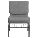Flash Furniture XU-CH0221-GY-SV-BAS-GG Extra Wide Stacking Church Chair w/ Gray Polyester Back & Seat - Steel Frame, Silver Vein thumbnail 5