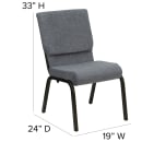 Flash Furniture XU-CH-60096-BEIJING-GY-GG Stacking Church Chair w/ Gray Polyester Back & Seat - Steel Frame, Gold Vein thumbnail 2