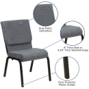 Flash Furniture XU-CH-60096-BEIJING-GY-GG Stacking Church Chair w/ Gray Polyester Back & Seat - Steel Frame, Gold Vein thumbnail 3