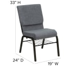 Flash Furniture XU-CH-60096-BEIJING-GY-BAS-GG Stacking Church Chair w/ Gray Polyester Back & Seat - Steel Frame, Gold Vein thumbnail 2