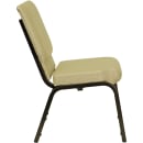 Flash Furniture XU-CH-60096-BGE-GG Stacking Church Chair w/ Beige Patterned Polyester Back & Seat - Steel Frame, Gold Vein thumbnail 4
