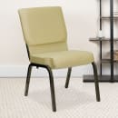 Flash Furniture XU-CH-60096-BGE-GG Stacking Church Chair w/ Beige Patterned Polyester Back & Seat - Steel Frame, Gold Vein thumbnail 9