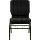 Flash Furniture XU-CH-60096-BK-BAS-GG Stacking Church Chair w/ Black Dot Fabric Back & Seat - Steel Frame, Gold Vein thumbnail 5
