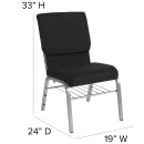 Flash Furniture XU-CH-60096-BK-SV-BAS-GG Stacking Church Chair w/ Black Polyester Back & Seat - Steel Frame, Silver Vein thumbnail 2