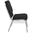 Flash Furniture XU-CH-60096-BK-SV-BAS-GG Stacking Church Chair w/ Black Polyester Back & Seat - Steel Frame, Silver Vein thumbnail 4