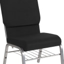 Flash Furniture XU-CH-60096-BK-SV-BAS-GG Stacking Church Chair w/ Black Polyester Back & Seat - Steel Frame, Silver Vein thumbnail 7