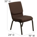 Flash Furniture XU-CH-60096-BN-GG Stacking Church Chair w/ Brown Polyester Back & Seat - Steel Frame, Gold Vein thumbnail 2
