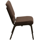 Flash Furniture XU-CH-60096-BN-GG Stacking Church Chair w/ Brown Polyester Back & Seat - Steel Frame, Gold Vein thumbnail 4