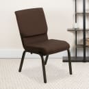 Flash Furniture XU-CH-60096-BN-GG Stacking Church Chair w/ Brown Polyester Back & Seat - Steel Frame, Gold Vein thumbnail 9