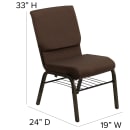 Flash Furniture XU-CH-60096-BN-BAS-GG Stacking Church Chair w/ Brown Polyester Back & Seat - Steel Frame, Gold Vein thumbnail 2