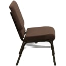 Flash Furniture XU-CH-60096-BN-BAS-GG Stacking Church Chair w/ Brown Polyester Back & Seat - Steel Frame, Gold Vein thumbnail 5