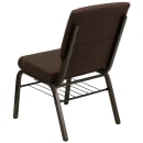 Flash Furniture XU-CH-60096-BN-BAS-GG Stacking Church Chair w/ Brown Polyester Back & Seat - Steel Frame, Gold Vein thumbnail 6