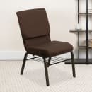 Flash Furniture XU-CH-60096-BN-BAS-GG Stacking Church Chair w/ Brown Polyester Back & Seat - Steel Frame, Gold Vein thumbnail 9