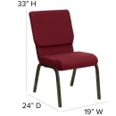 Flash Furniture XU-CH-60096-BY-GG Stacking Church Chair w/ Burgundy Polyester Back & Seat - Steel Frame, Gold Vein thumbnail 2