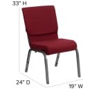 Flash Furniture XU-CH-60096-BY-SILV-GG Stacking Church Chair w/ Burgundy Polyester Back & Seat - Steel Frame, Silver Vein thumbnail 2