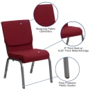 Flash Furniture XU-CH-60096-BY-SILV-GG Stacking Church Chair w/ Burgundy Polyester Back & Seat - Steel Frame, Silver Vein thumbnail 3