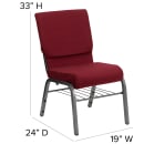 Flash Furniture XU-CH-60096-BY-SILV-BAS-GG Stacking Church Chair w/ Burgundy Polyester Back & Seat - Steel Frame, Silver Vein thumbnail 2