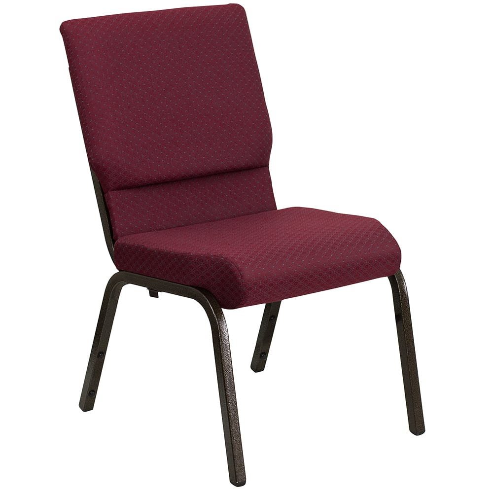 Flash Furniture XU-CH-60096-BYXY56-GG Stacking Church Chair w/ Burgundy Patterned Fabric Back & Seat - Steel Frame, Gold Vein